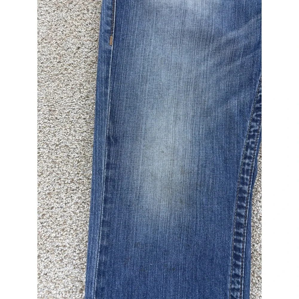 VTG True Religion Straight Jean Mens 34 (36x32) Blue Distressed Workwear USA Y2K